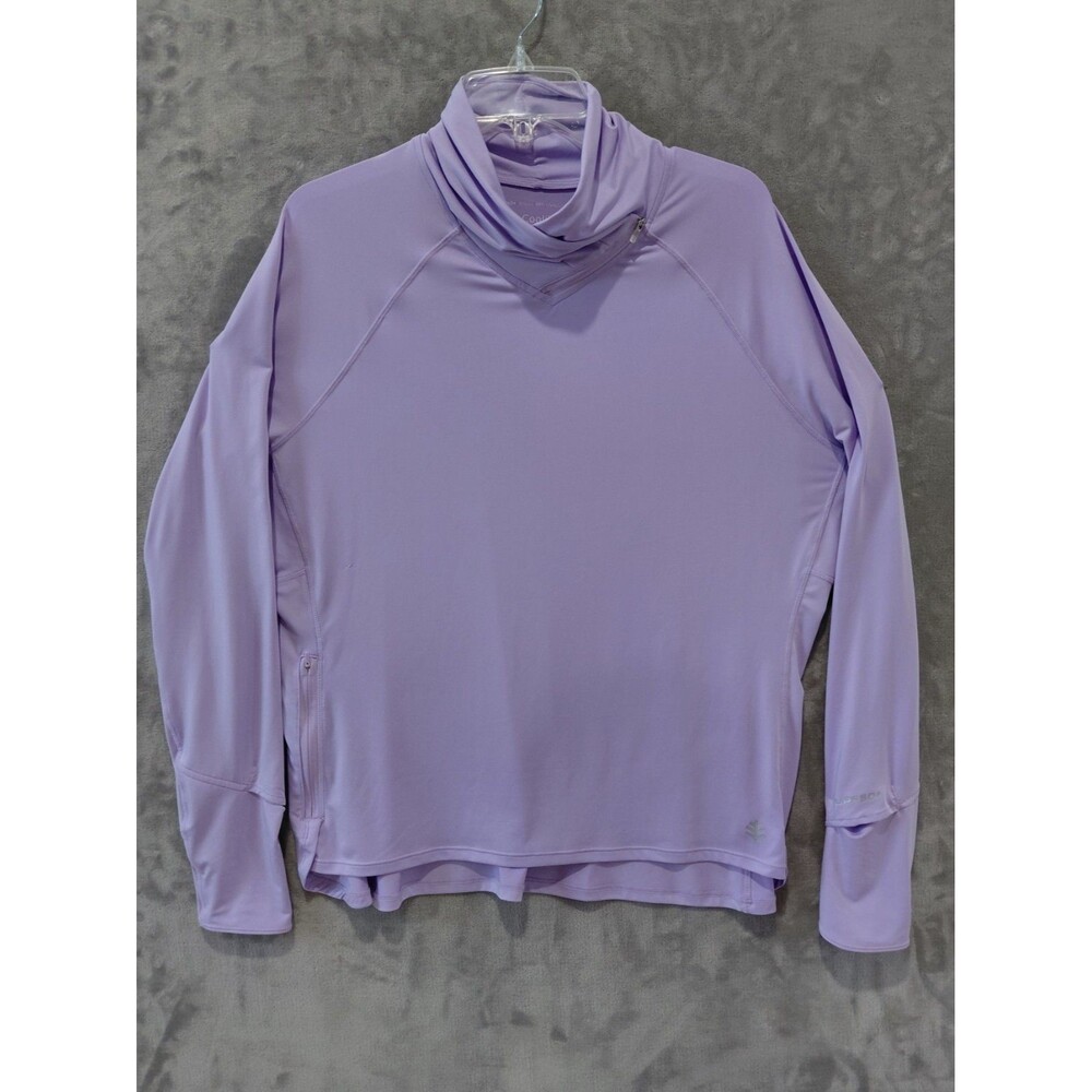 Coolibar Relay Pullover Top Women's XL Long Sleeve UPF 50+ Beach Lilac Mock Neck